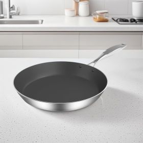 SOGA Stainless Steel Fry Pan 28cm Frying Pan Induction FryPan Non Stick Interior